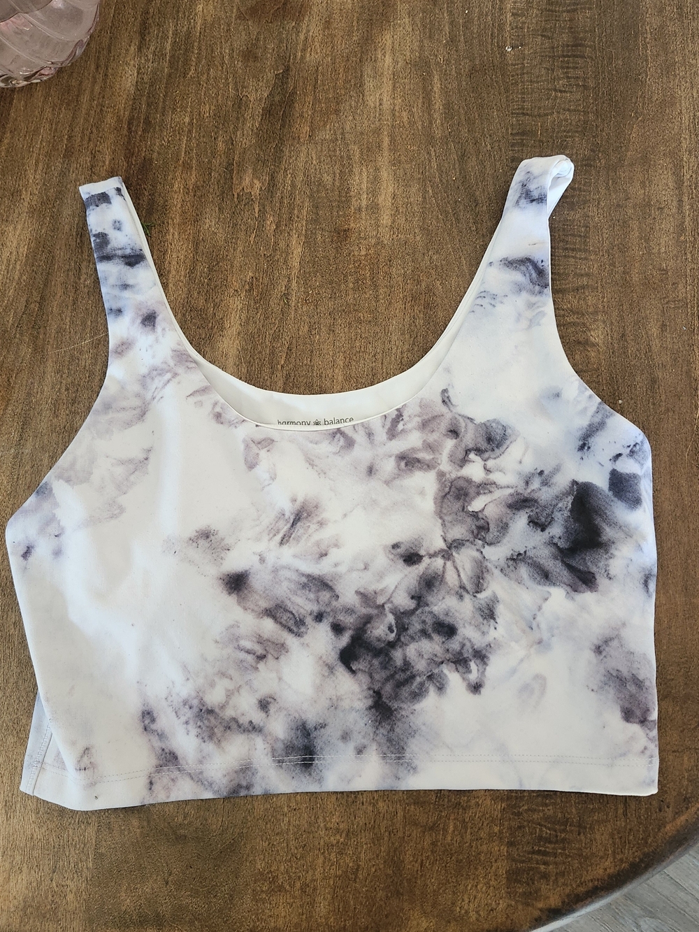 Nordstrom Harmony & Balance White and Black Tie-Dye Crop Tank